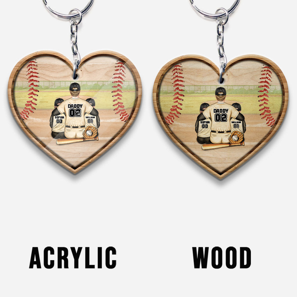 God Hit a Homerun - Personalized Father's Day Baseball Keychain (Printed On Both Sides)