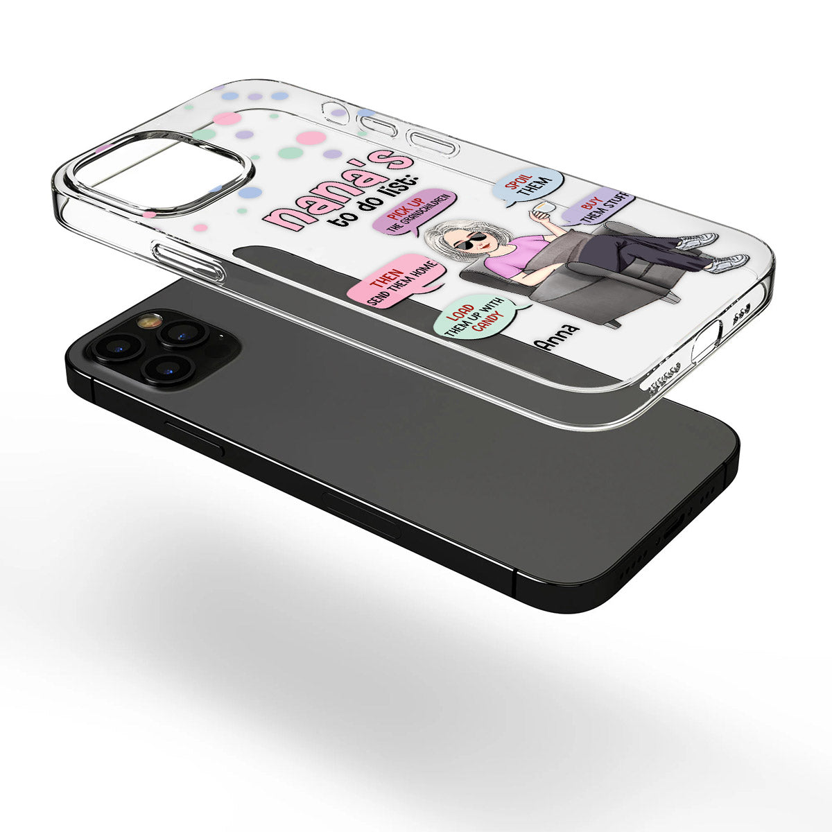 Liste de choses à faire de mamie - Coque de téléphone transparente personnalisée pour grand-mère