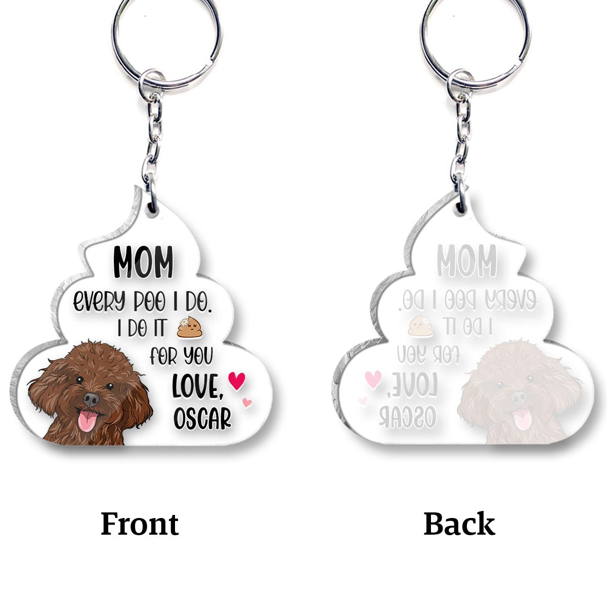 Chaque crotte que je fais pour toi - Cadeau pour amoureux des chiens - Porte-clés personnalisé