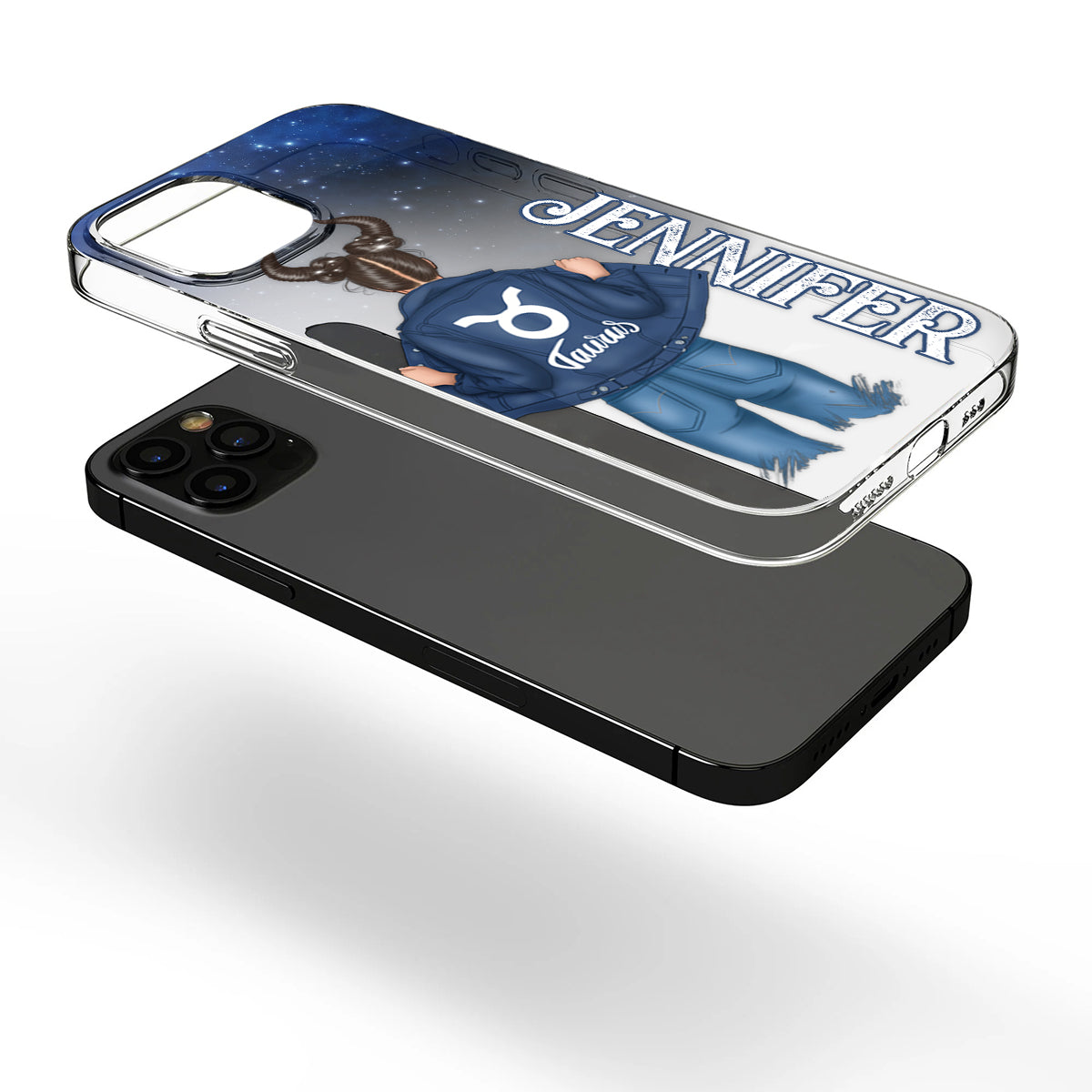 Coque de téléphone transparente Zodiac Denim Girl - Horoscope personnalisé