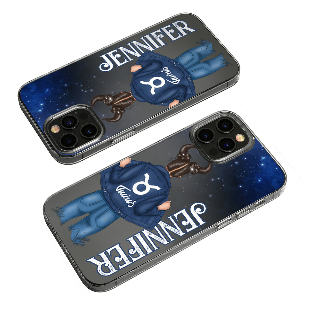 Coque de téléphone transparente Zodiac Denim Girl - Horoscope personnalisé