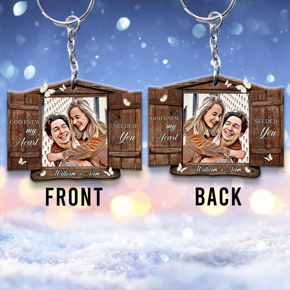 Dieu connaissait mon cœur - Porte-clés personnalisé pour couple