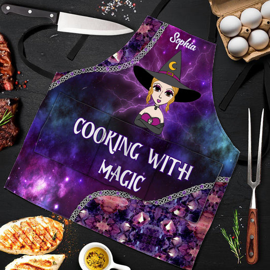Cuisiner avec magie - Tablier de sorcière personnalisé