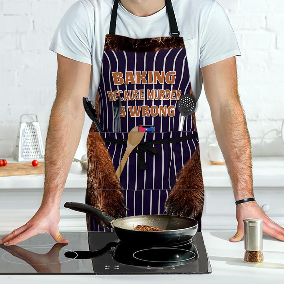 Tablier de pâtisserie personnalisé « Pâtisser parce que tuer, c'est mal »