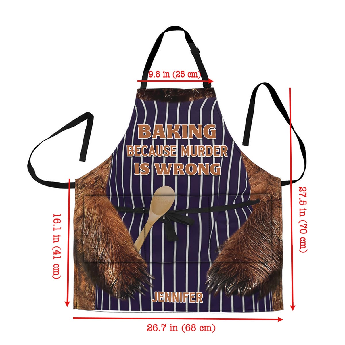 Tablier de pâtisserie personnalisé « Pâtisser parce que tuer, c'est mal »