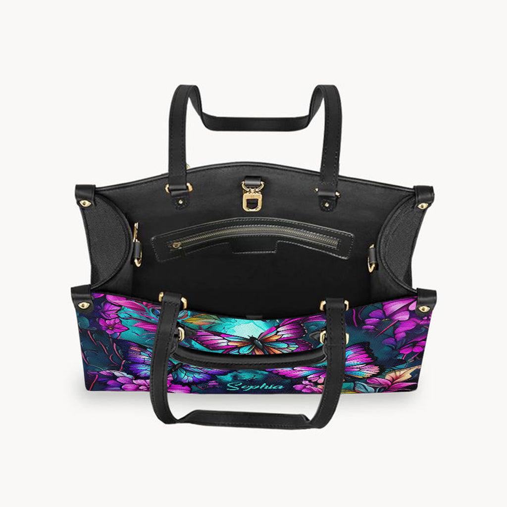 Magnifiques papillons - Sac à main en cuir personnalisé avec papillons
