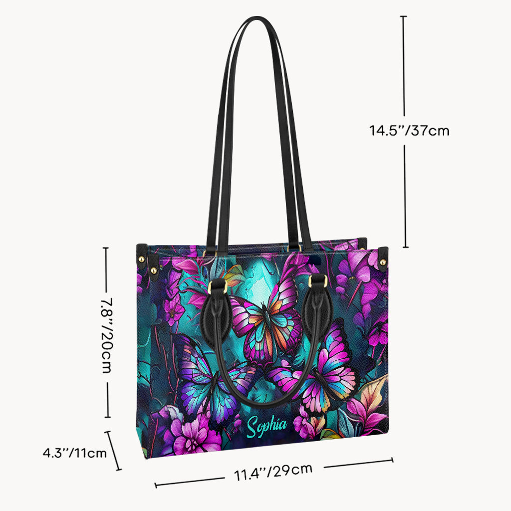 Magnifiques papillons - Sac à main en cuir personnalisé avec papillons