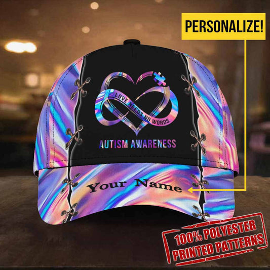 L'amour n'a pas besoin de mots - Casquette classique personnalisée pour la sensibilisation à l'autisme avec trous d'aération imprimés