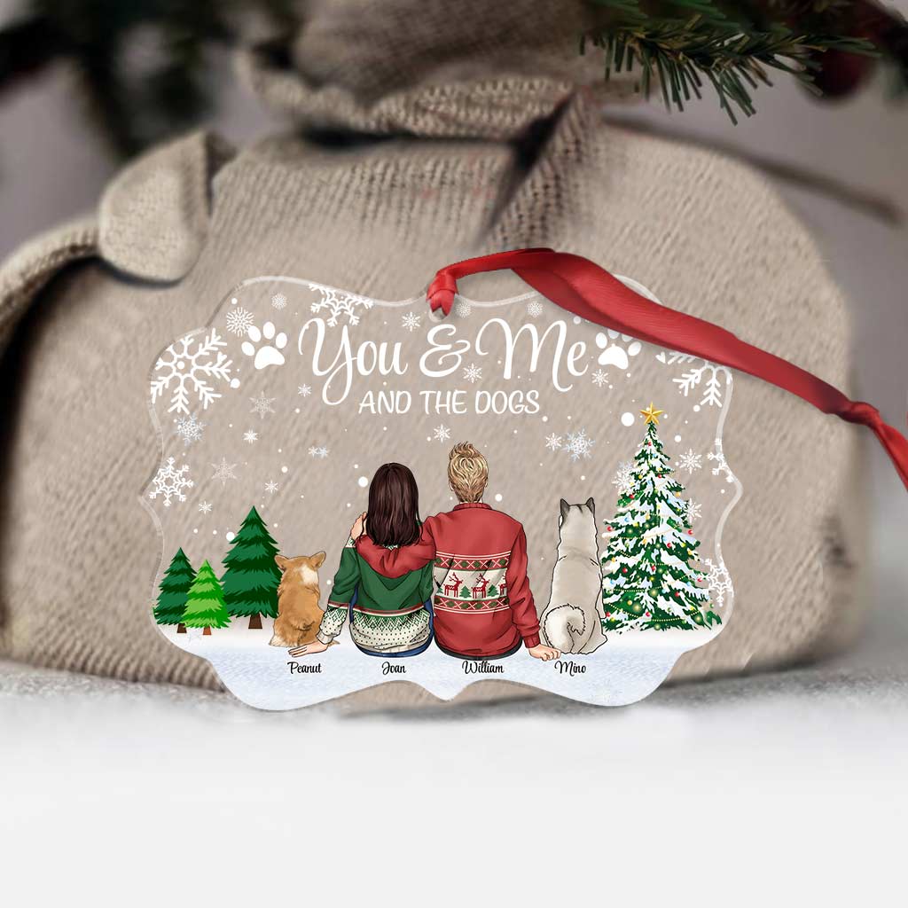 Toi, moi et les chiens - Ornement de Noël transparent personnalisé