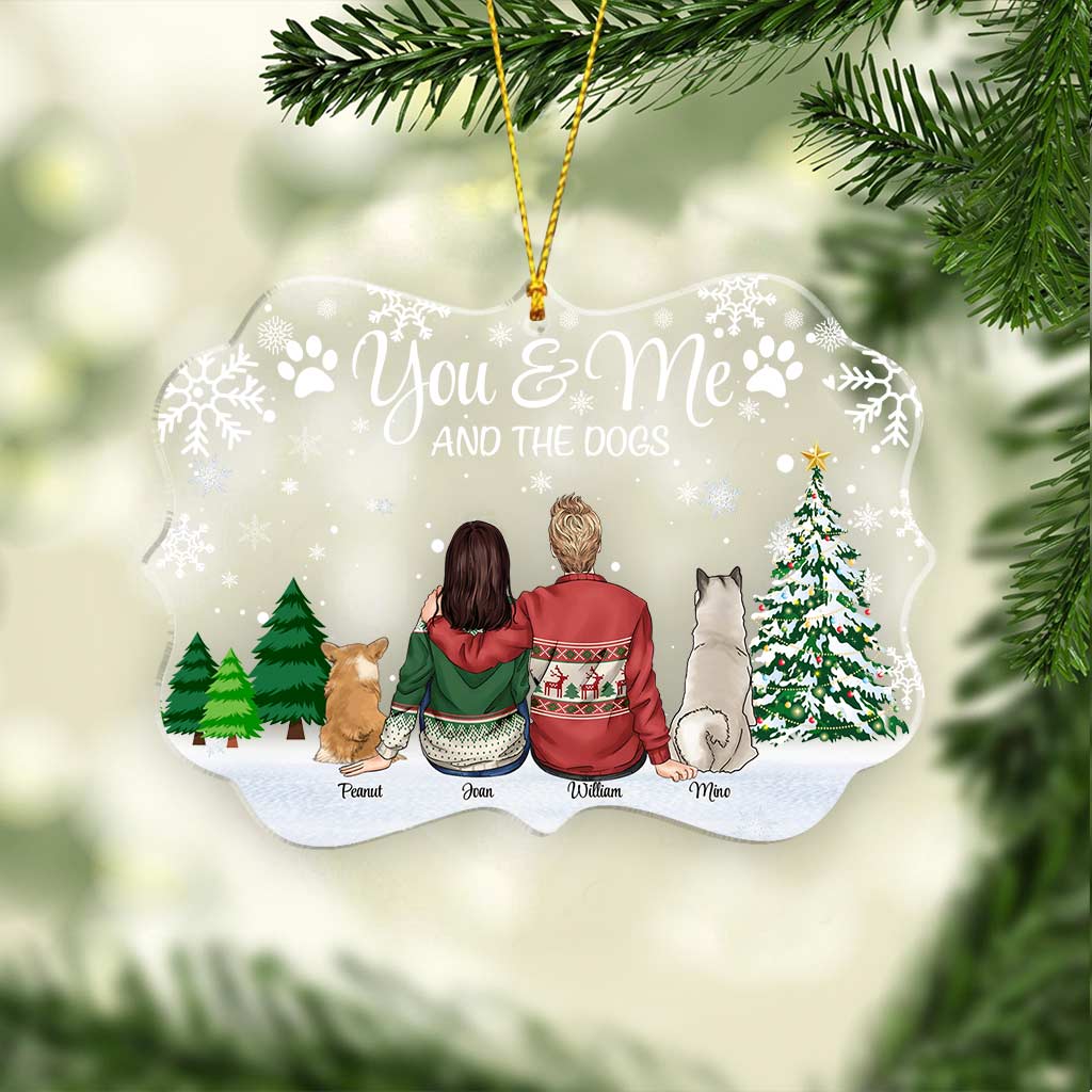 Toi, moi et les chiens - Ornement de Noël transparent personnalisé