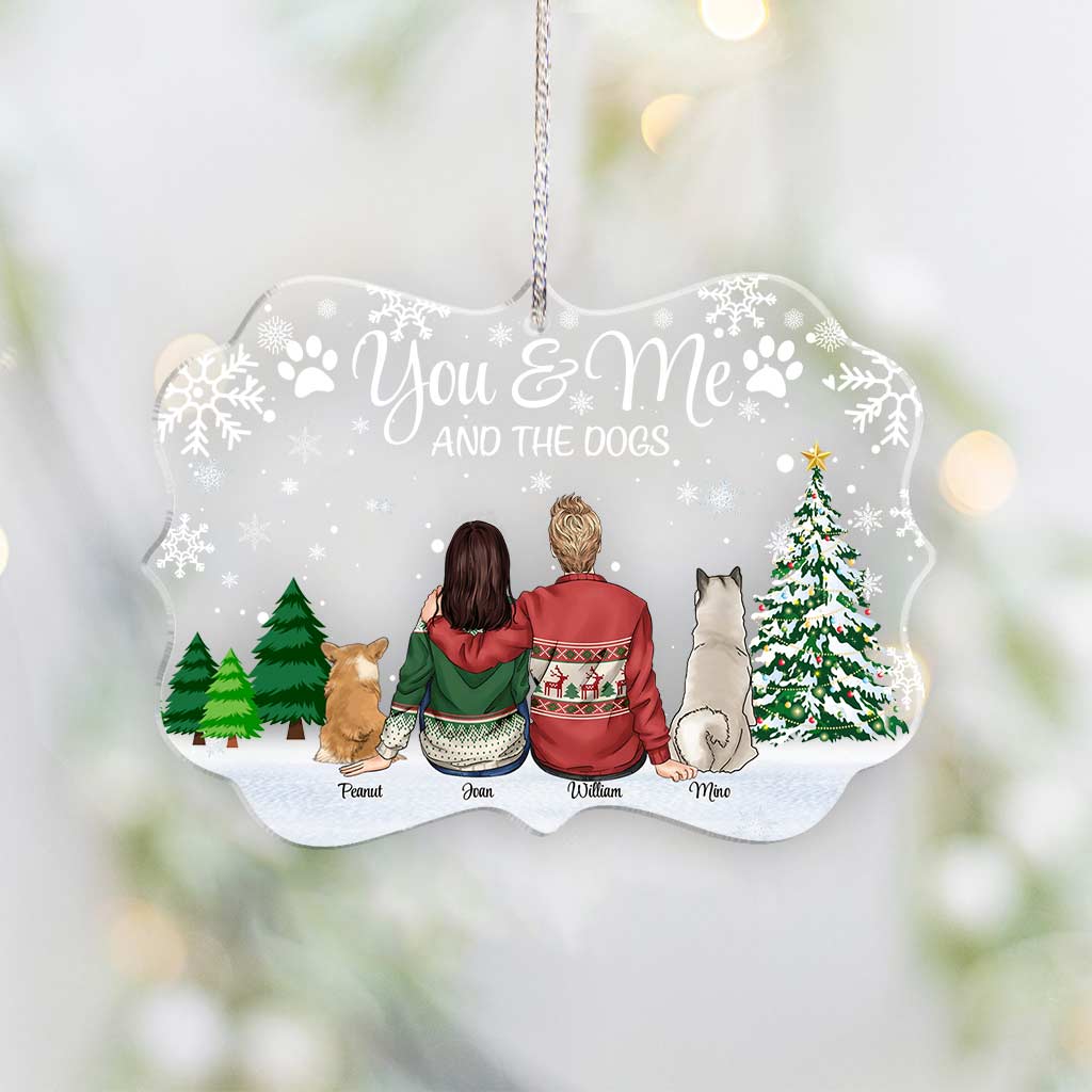 Toi, moi et les chiens - Ornement de Noël transparent personnalisé