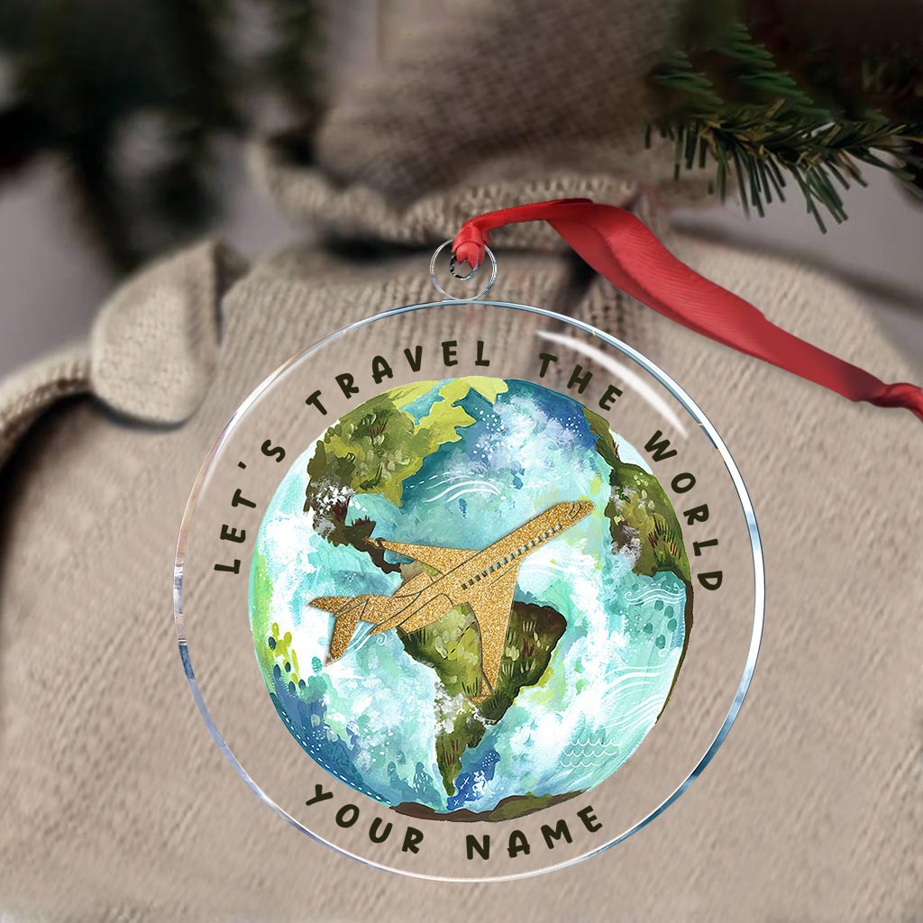 Voyage autour du monde - Ornement de Noël transparent et personnalisé