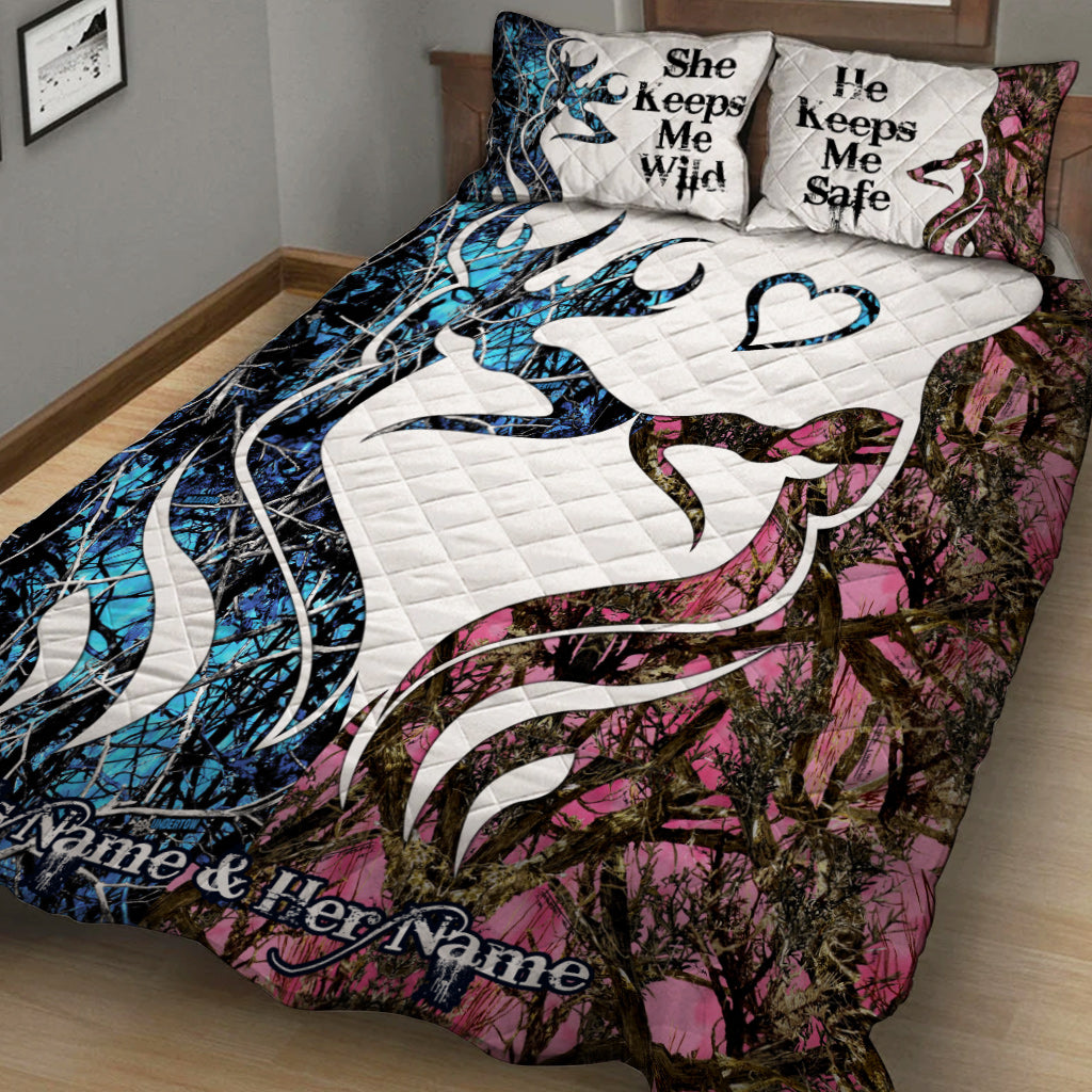 Couple de chasseurs - Ensemble de courtepointes personnalisé