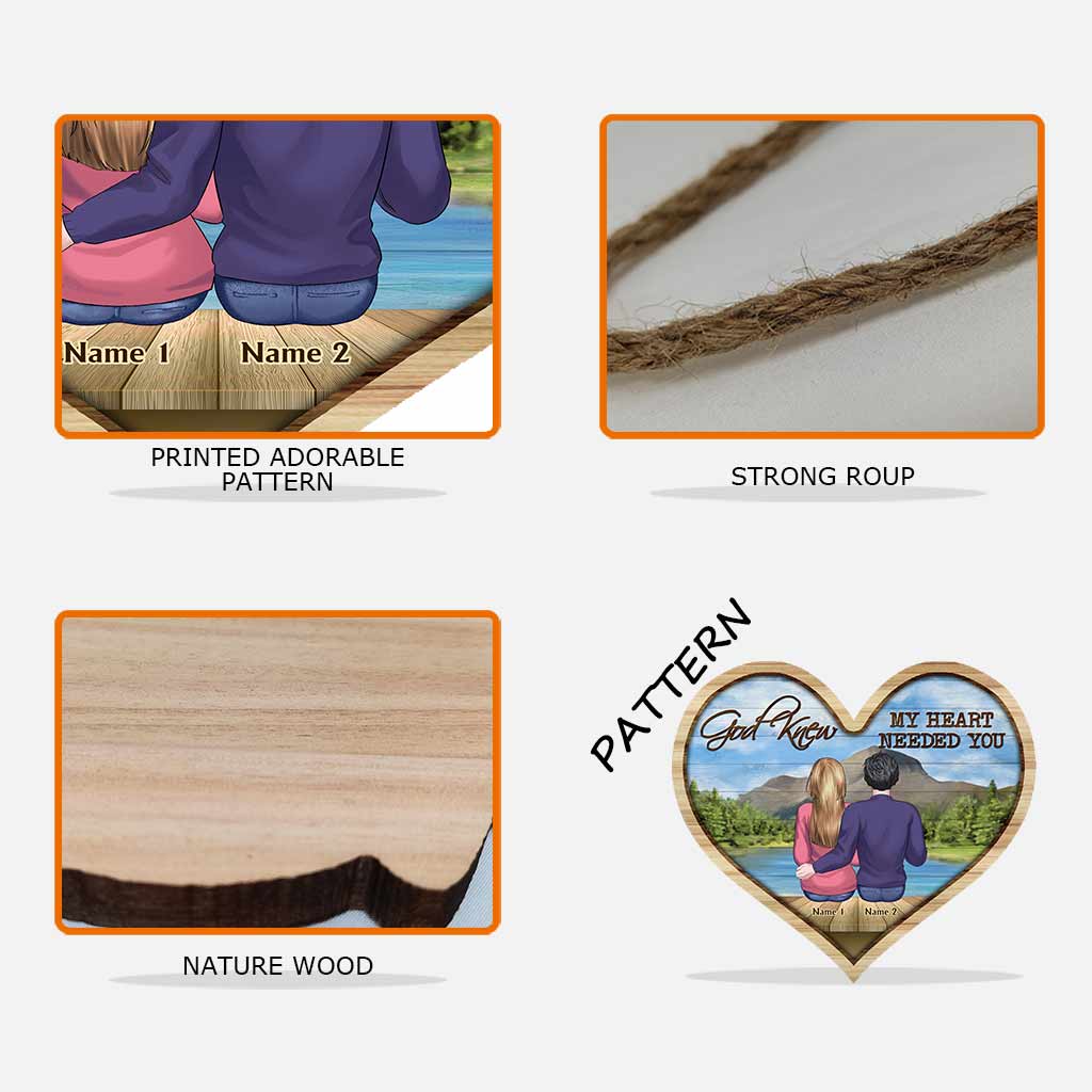 Dieu savait que mon cœur avait besoin de toi - Panneau en bois personnalisé pour couple