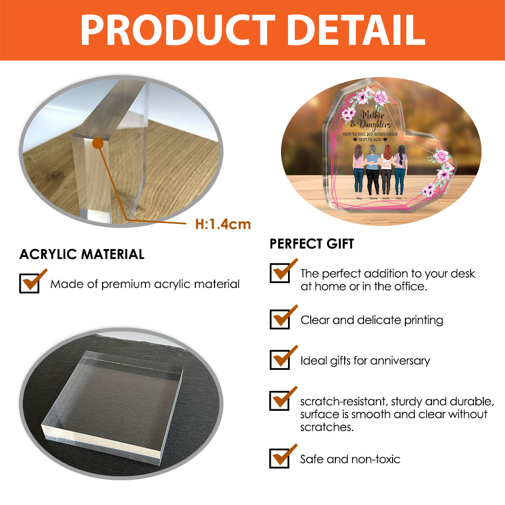 Mère et fille - Plaque acrylique personnalisée pour la fête des mères
