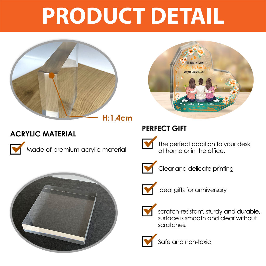 Mère et fille - Plaque acrylique personnalisée pour la fête des mères
