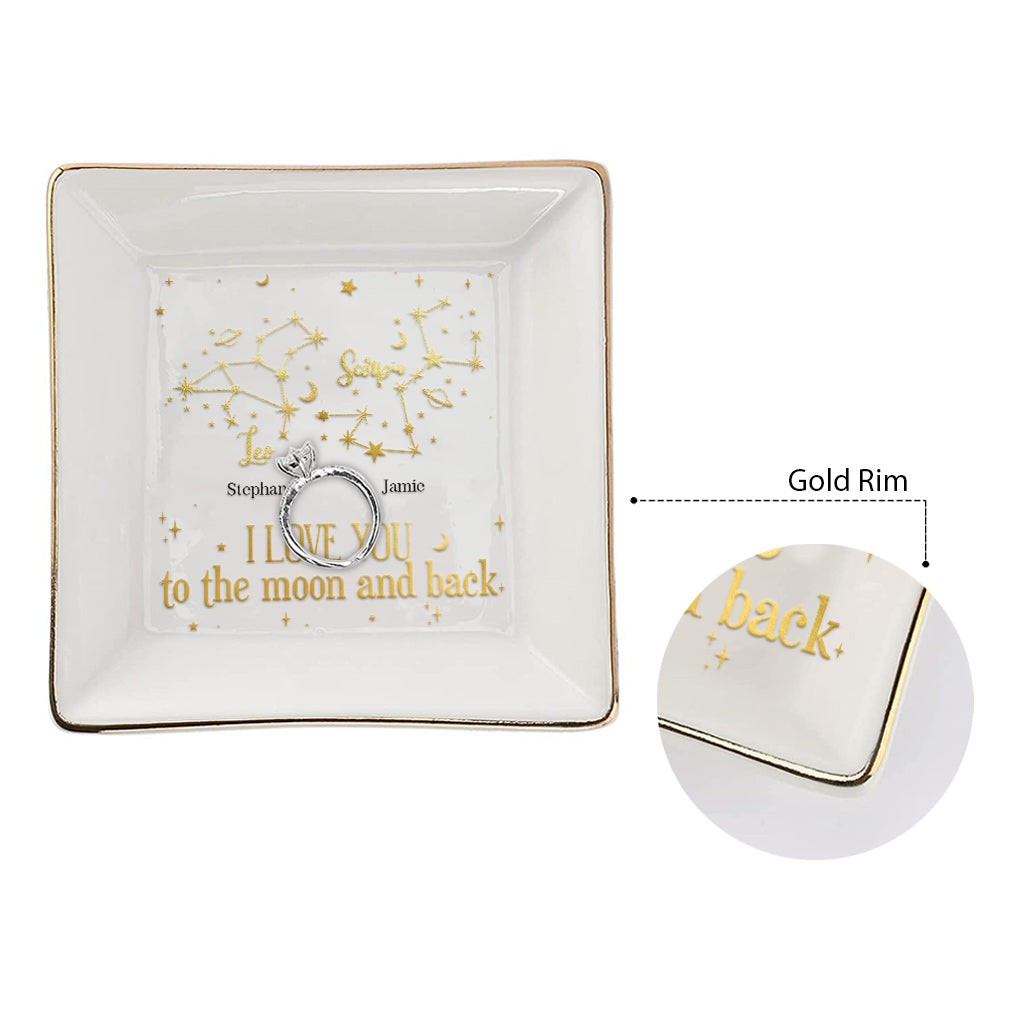 Je t'aime jusqu'à la lune - Porte-bijoux personnalisé pour couple