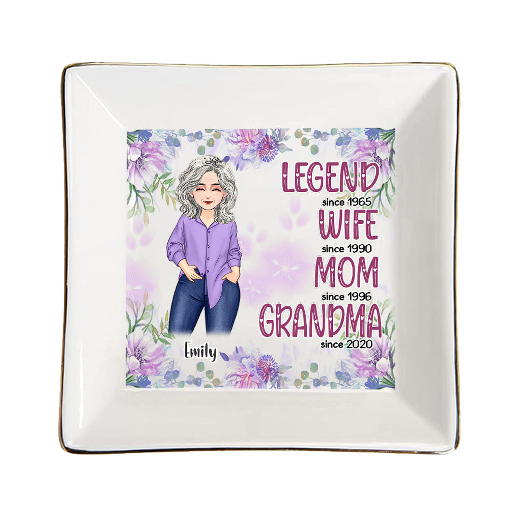 Légende Épouse Maman Grand-mère - Plat à bijoux personnalisé pour la fête des mères