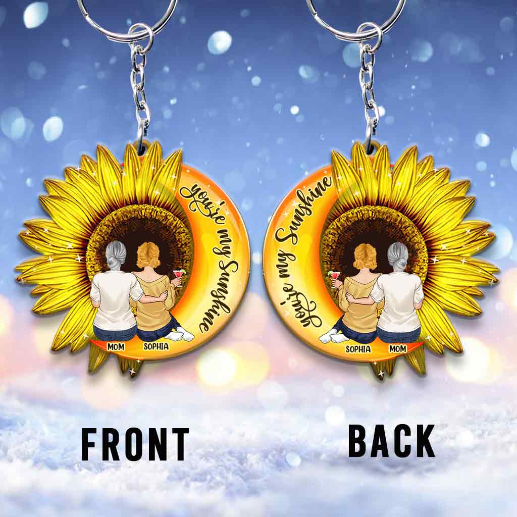 Tu es mon rayon de soleil - Porte-clés personnalisé pour la fête des mères (Impression recto verso)