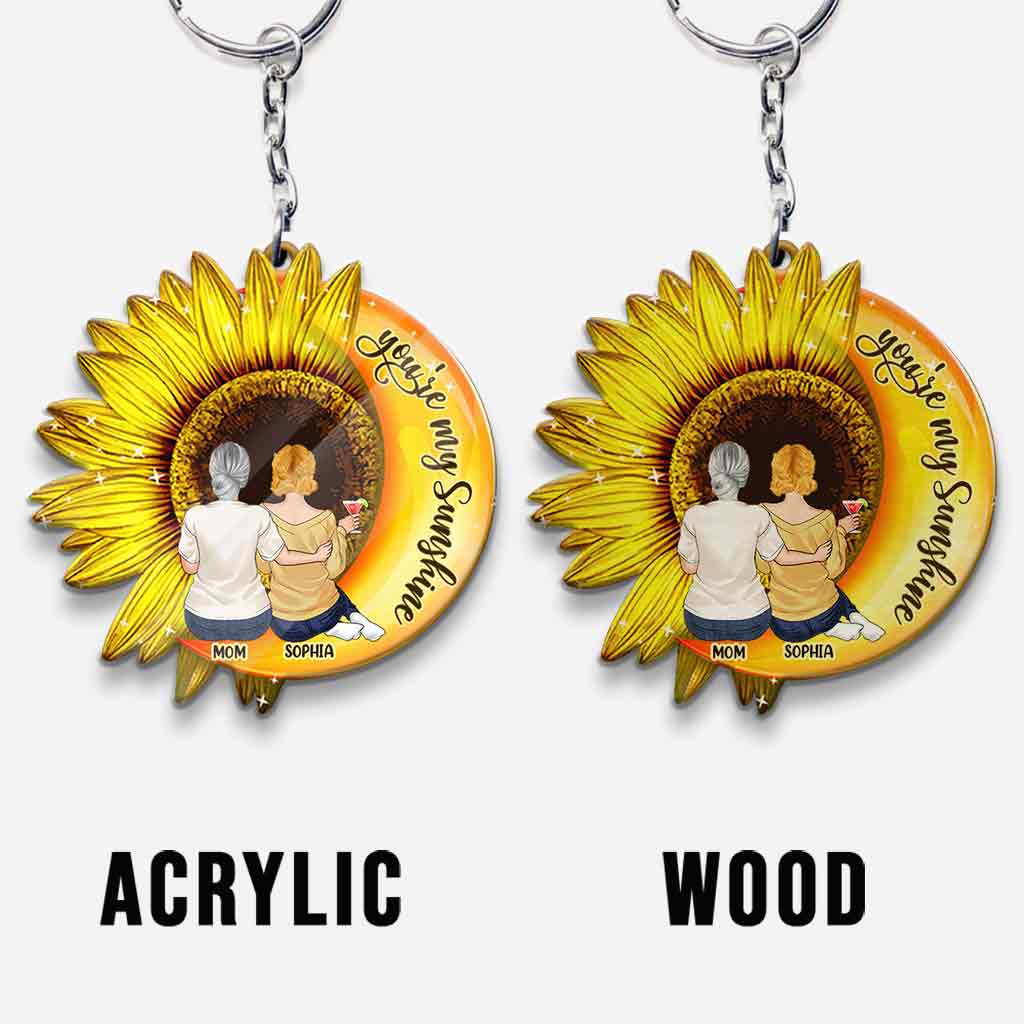 Tu es mon rayon de soleil - Porte-clés personnalisé pour la fête des mères (Impression recto verso)