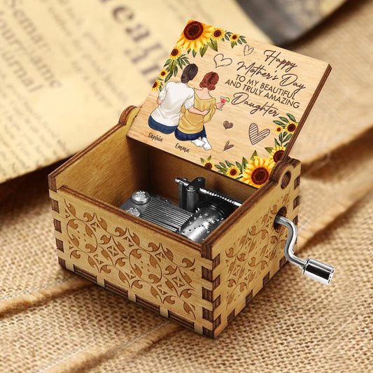 To My Beautiful And Truly Amazing - Personalized Mother's Day Mother Hand Crank Music Box