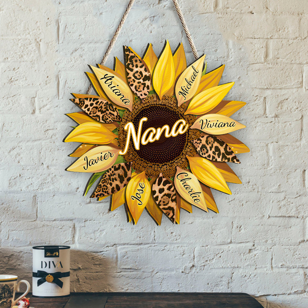 Tournesol - Panneau en bois personnalisé pour la fête des mères - Grand-mère
