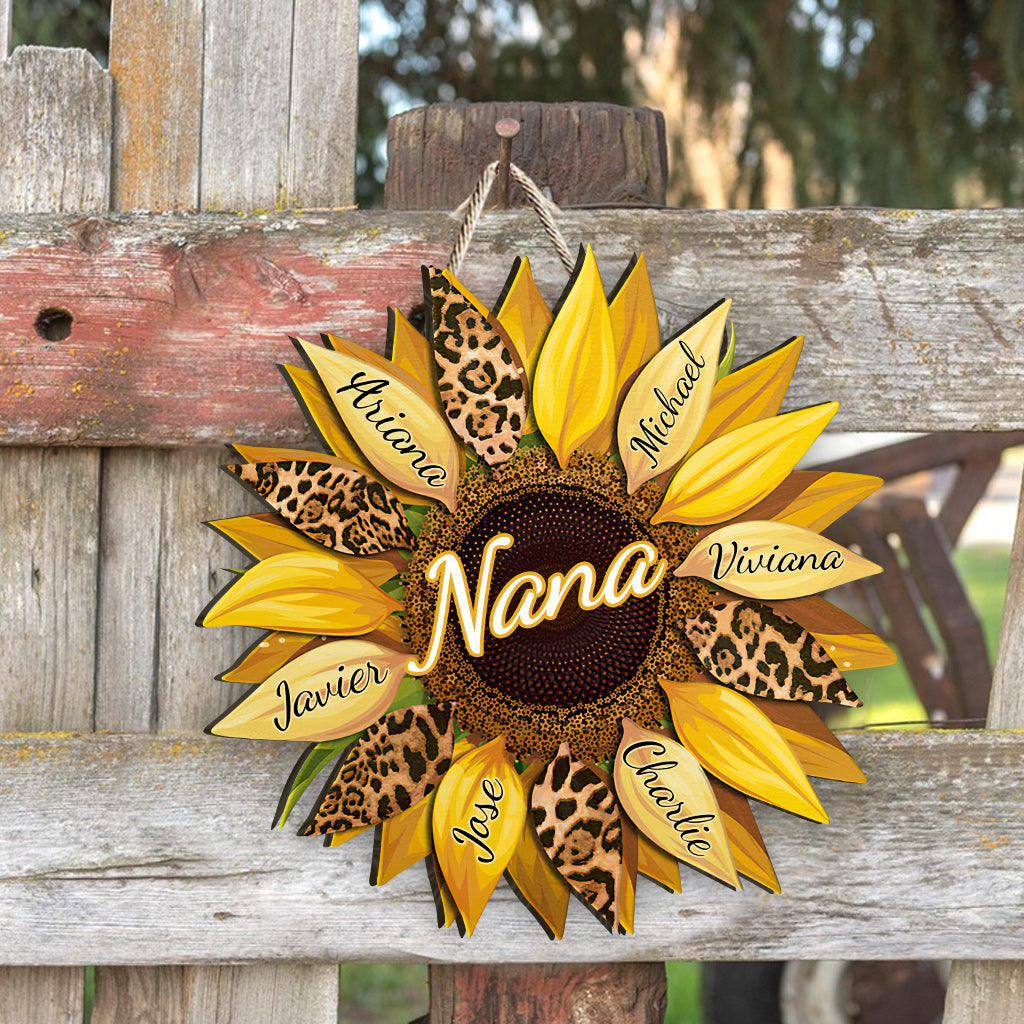 Tournesol - Panneau en bois personnalisé pour la fête des mères - Grand-mère