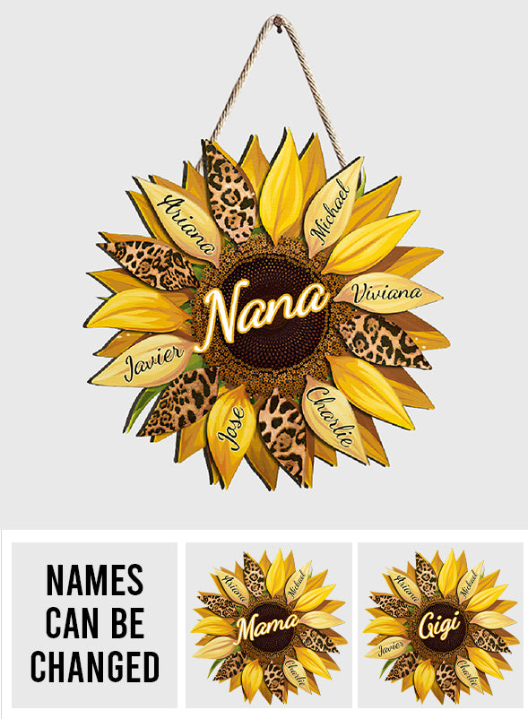 Tournesol - Panneau en bois personnalisé pour la fête des mères - Grand-mère