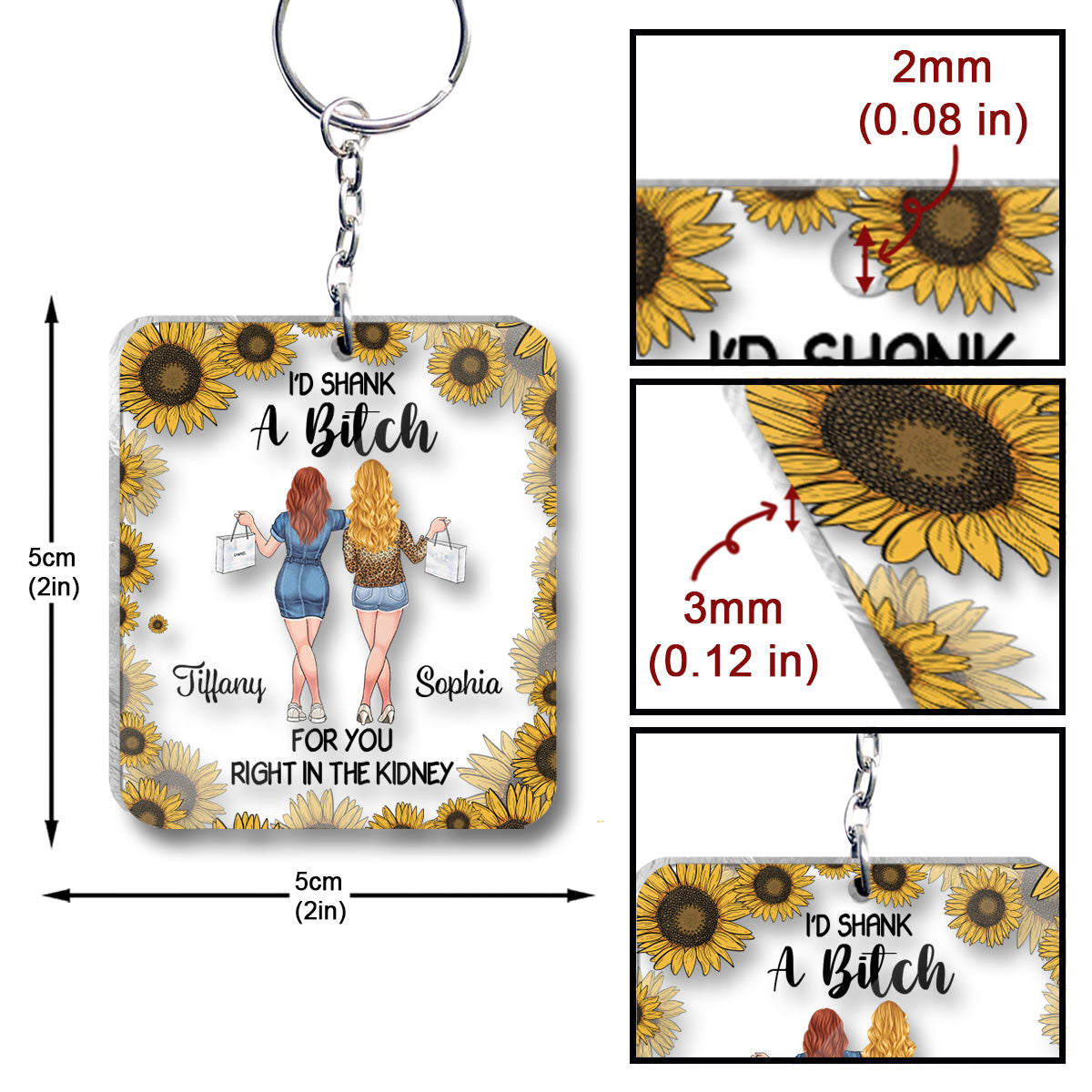 Je te poignarderais ! - Porte-clés transparent personnalisé pour meilleure amie