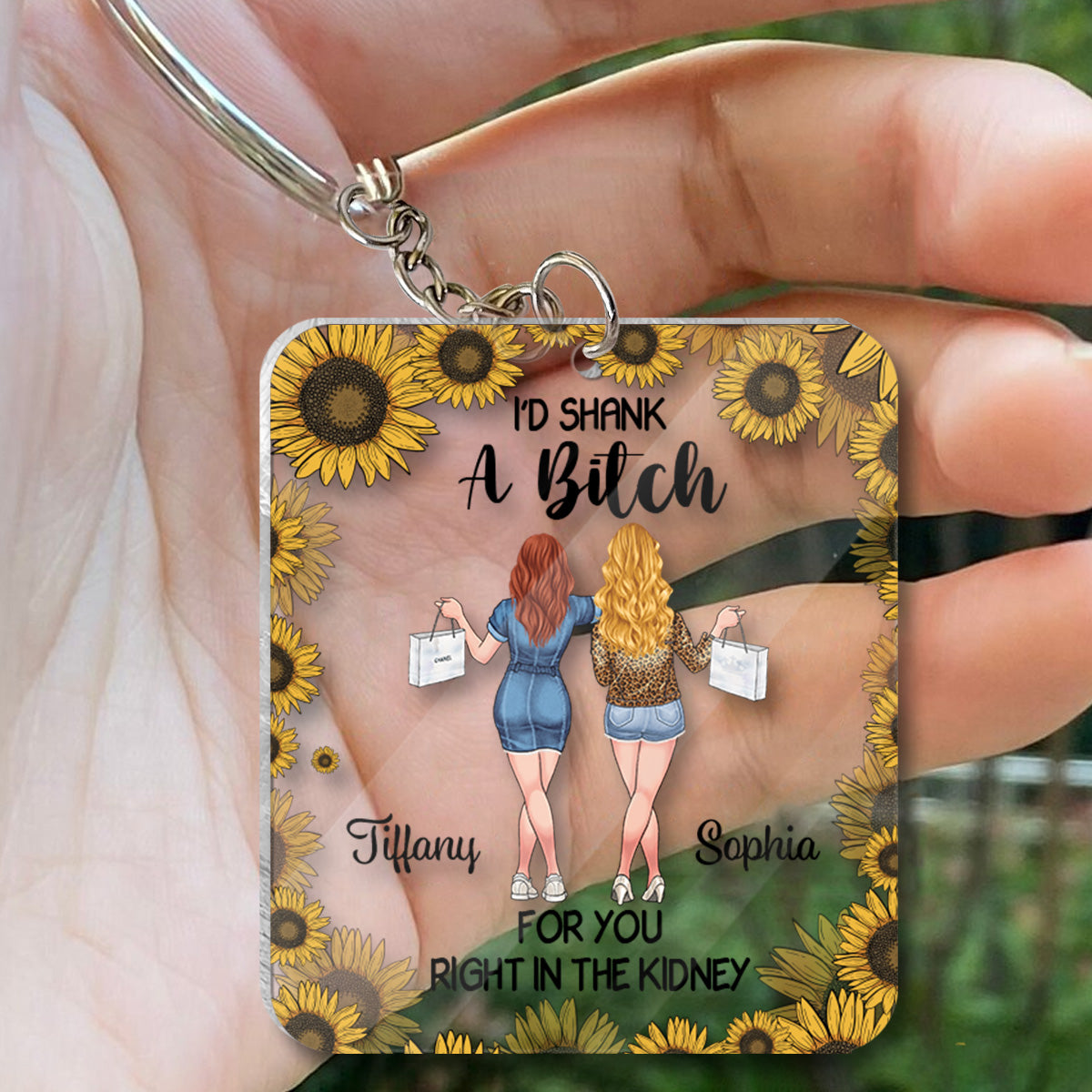 Je te poignarderais ! - Porte-clés transparent personnalisé pour meilleure amie