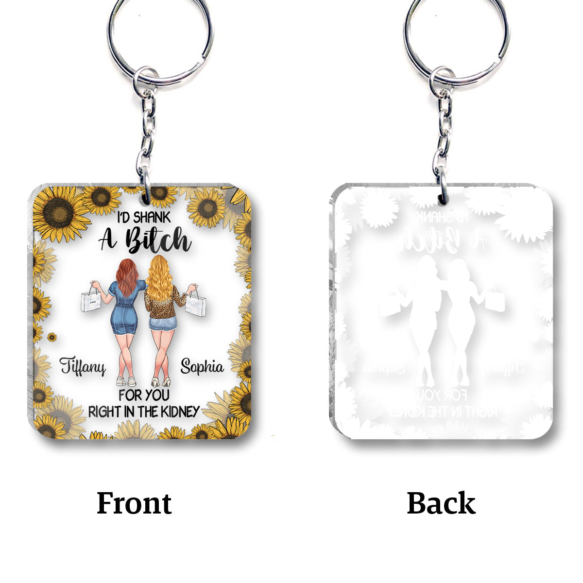 Je te poignarderais ! - Porte-clés transparent personnalisé pour meilleure amie