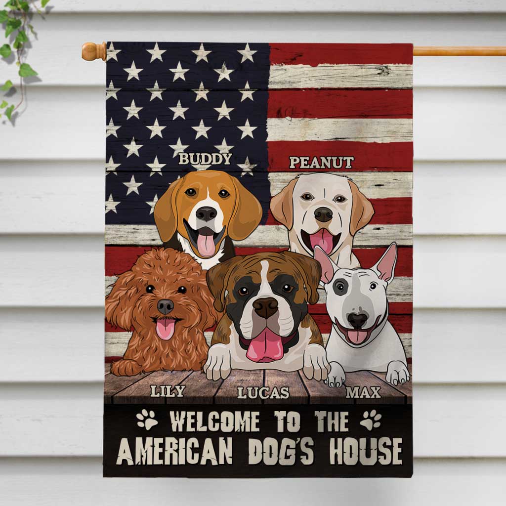 Bienvenue dans la niche du chien - Drapeau de maison personnalisé pour la fête de l'indépendance