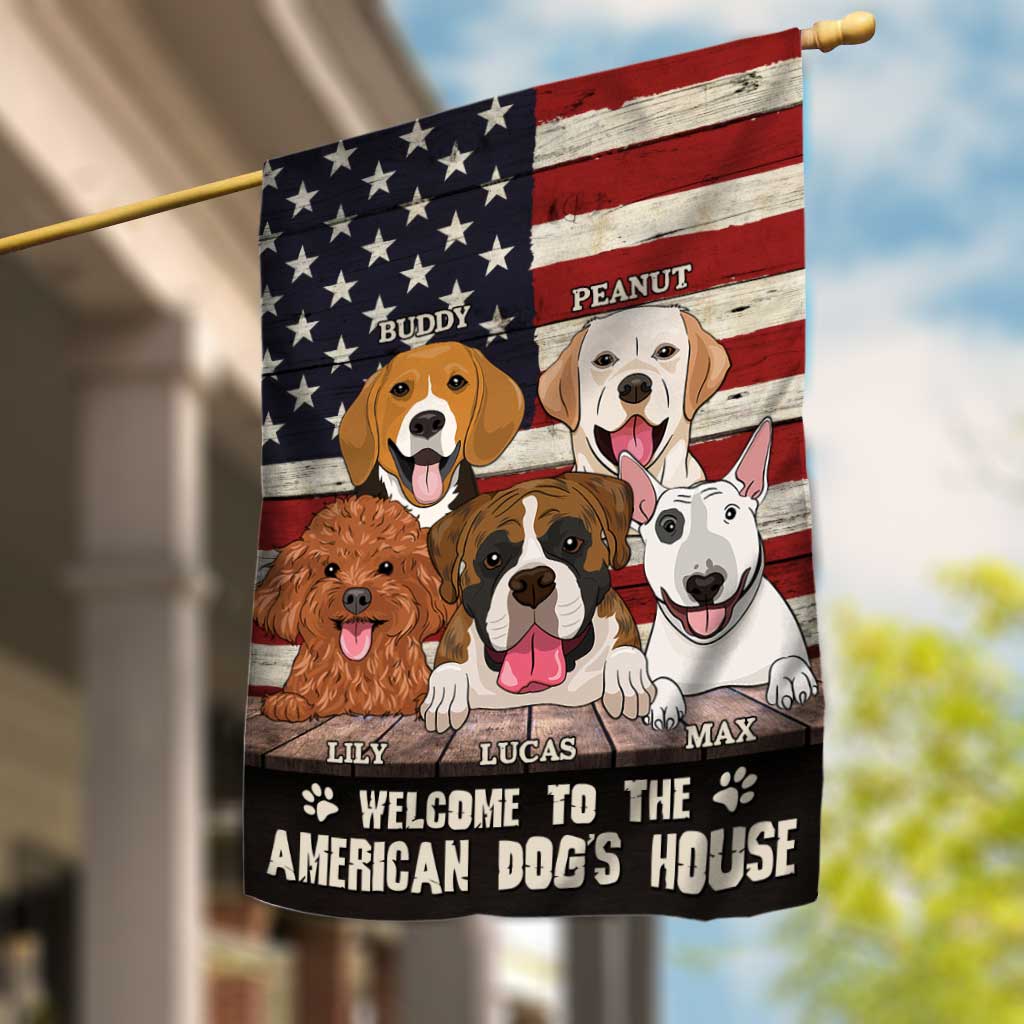 Bienvenue dans la niche du chien - Drapeau de maison personnalisé pour la fête de l'indépendance