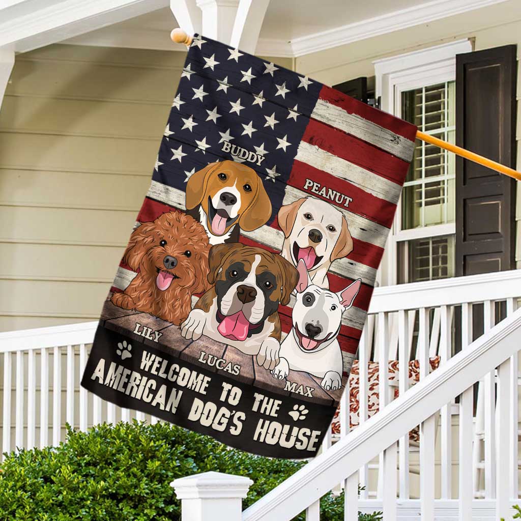 Bienvenue dans la niche du chien - Drapeau de maison personnalisé pour la fête de l'indépendance