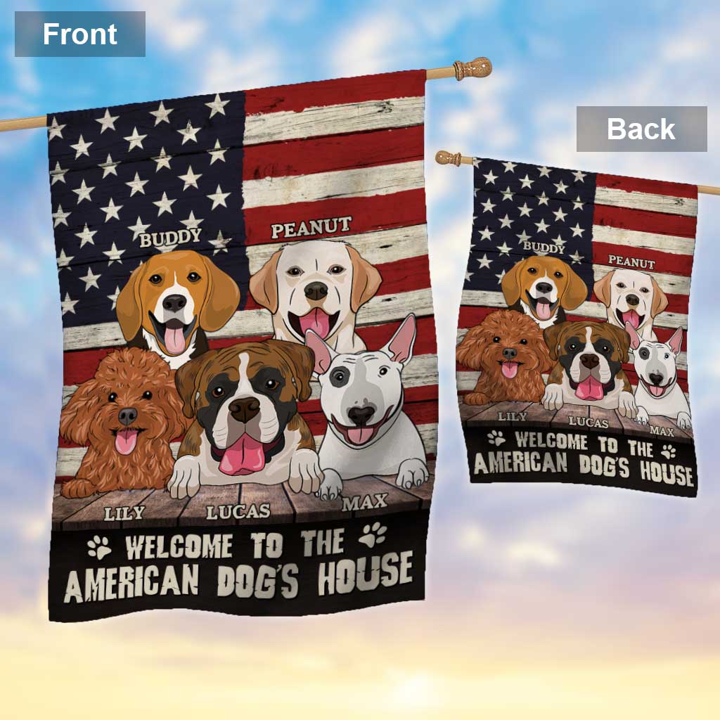 Bienvenue dans la niche du chien - Drapeau de maison personnalisé pour la fête de l'indépendance