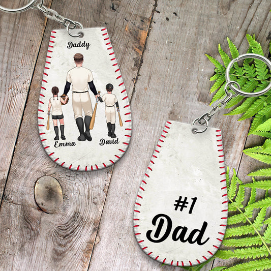 #1 Baseball Dad - Baseball gift for dad, grandpa - Personalized Keychain