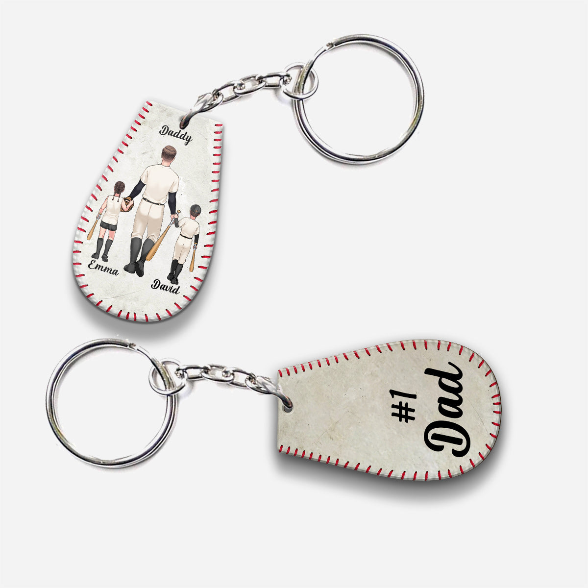 #1 Baseball Dad - Baseball gift for dad, grandpa - Personalized Keychain