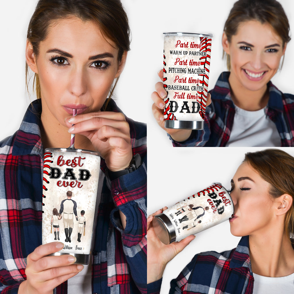 Best Dad Ever Baseball Dad - Personalized Baseball Tumbler