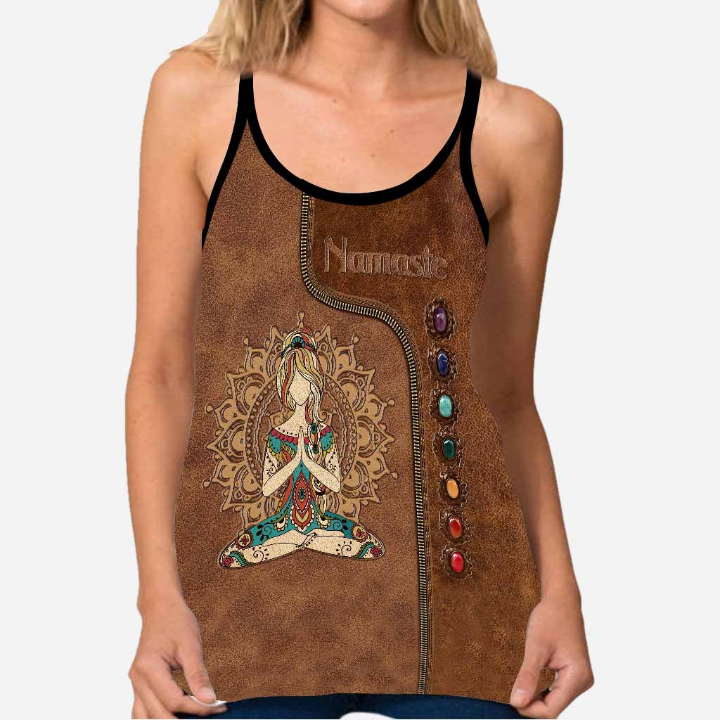 Débardeur croisé imprimé motif cuir Namaste