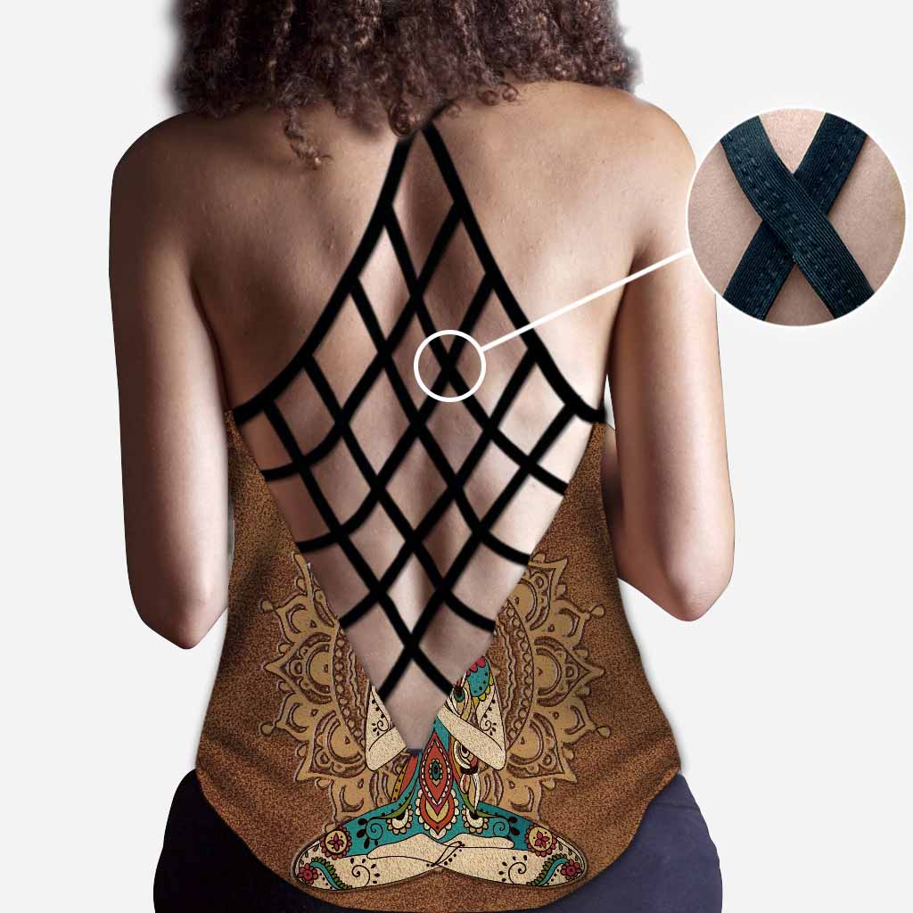 Débardeur croisé imprimé motif cuir Namaste