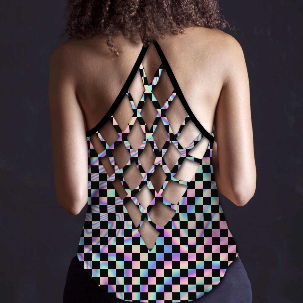 Débardeur croisé personnalisé Racing Girl en cuir imprimé motif croisé