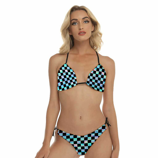 Maillot de bain bikini triangle pour femme, style course sur piste de terre.