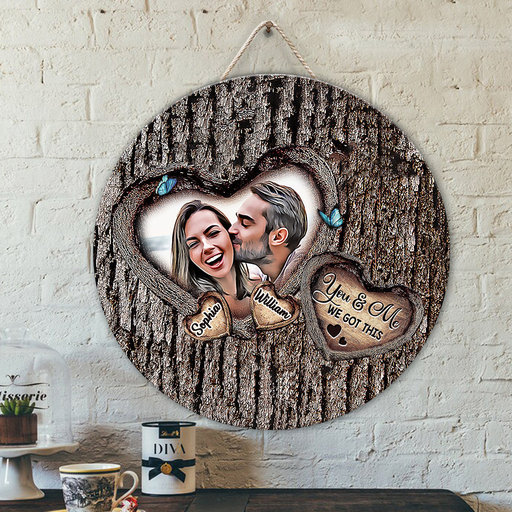 Que Dieu bénisse le chemin semé d'embûches - Panneau rond en bois personnalisé pour couple