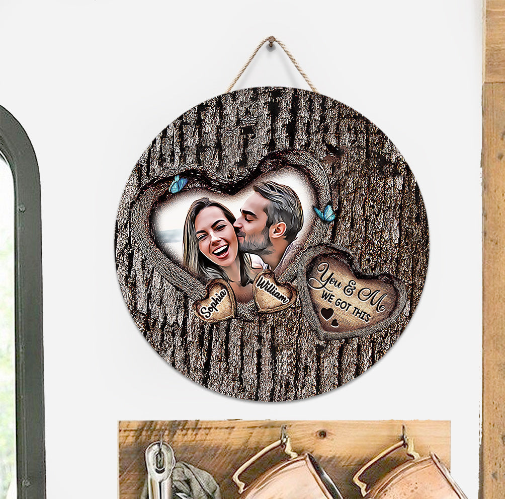 Que Dieu bénisse le chemin semé d'embûches - Panneau rond en bois personnalisé pour couple