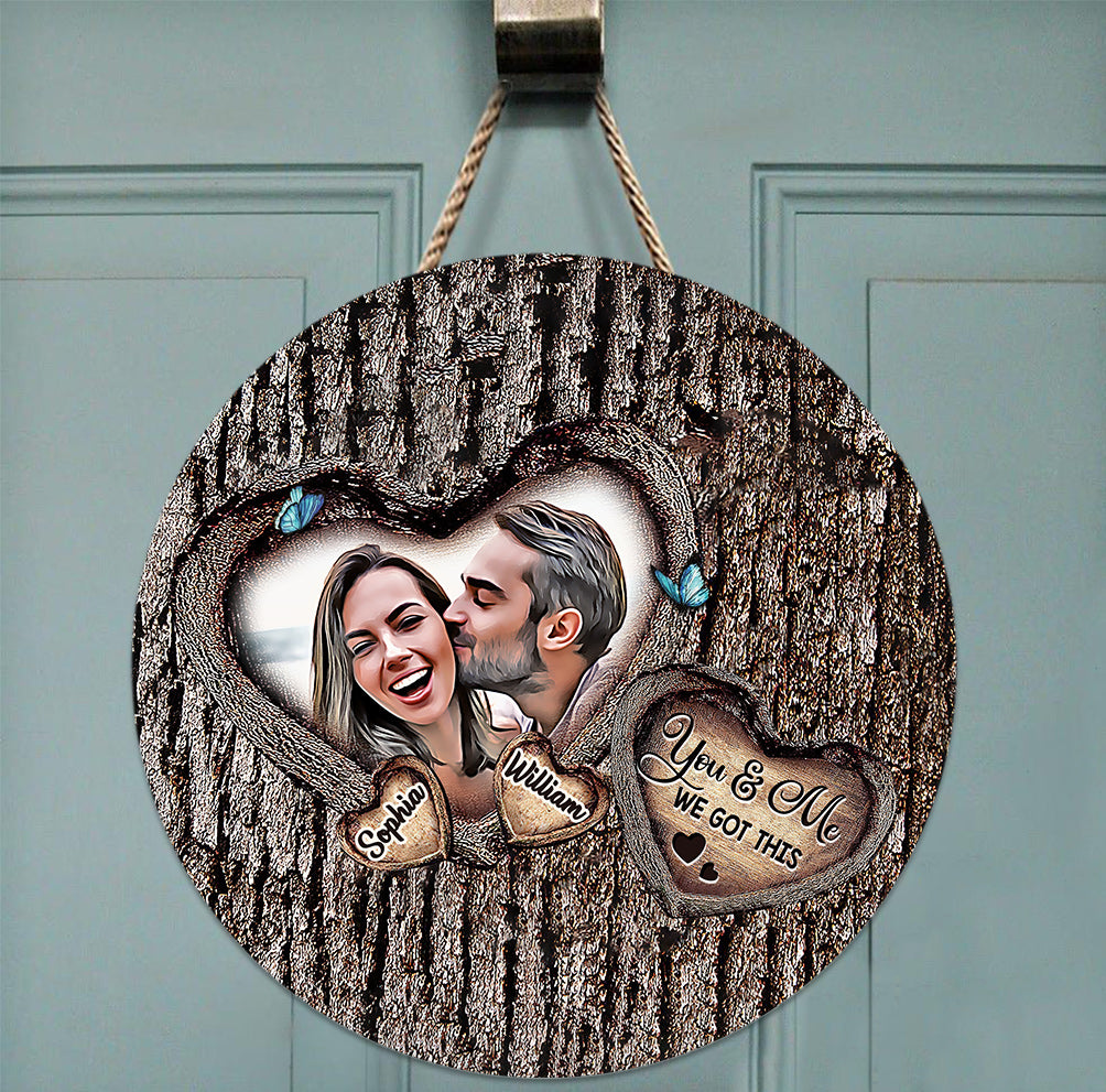 Que Dieu bénisse le chemin semé d'embûches - Panneau rond en bois personnalisé pour couple