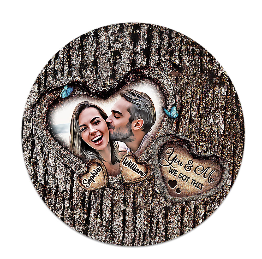 Que Dieu bénisse le chemin semé d'embûches - Panneau rond en bois personnalisé pour couple