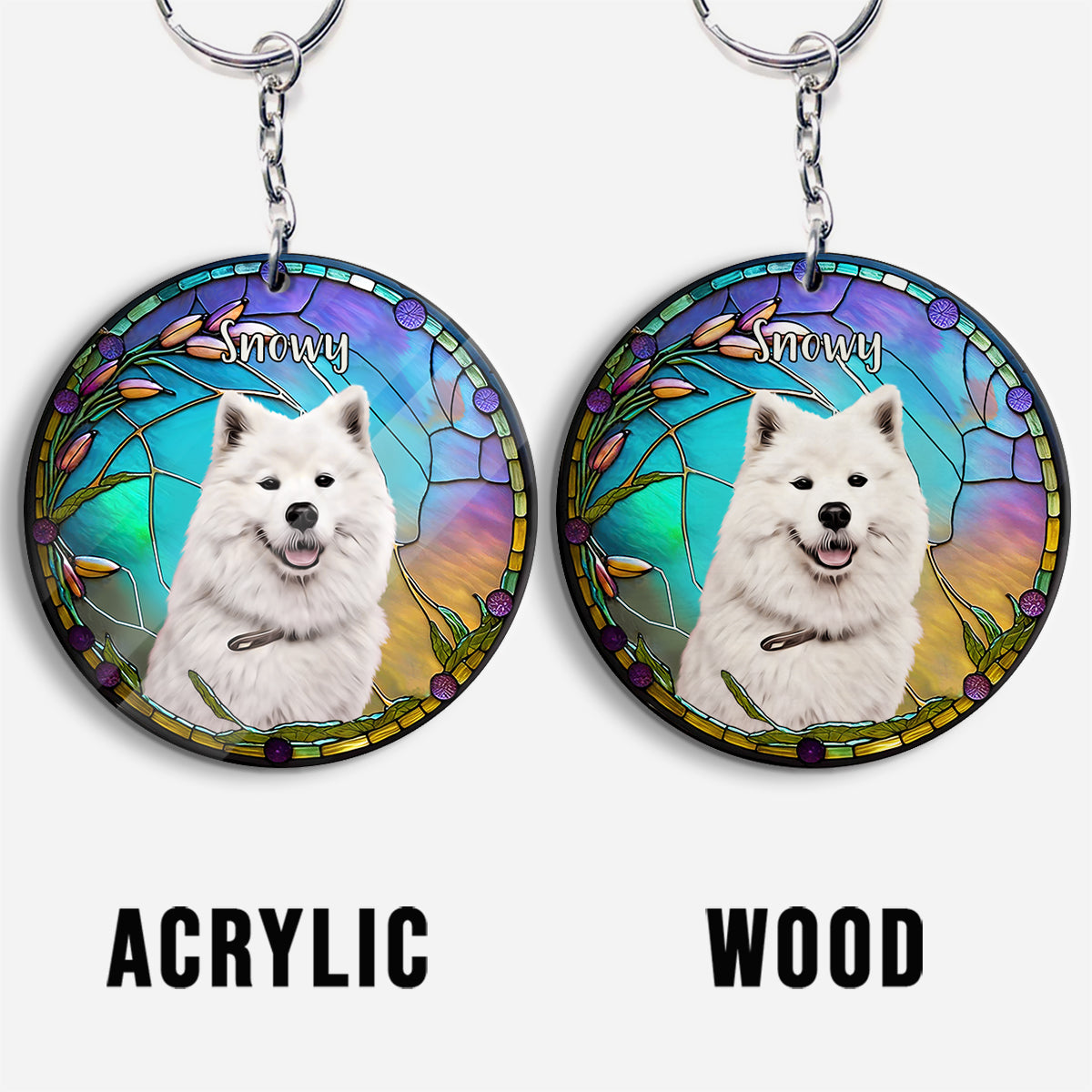 Une partie de mon cœur est au Pont de l'Arc-en-ciel - Porte-clés personnalisé pour chien