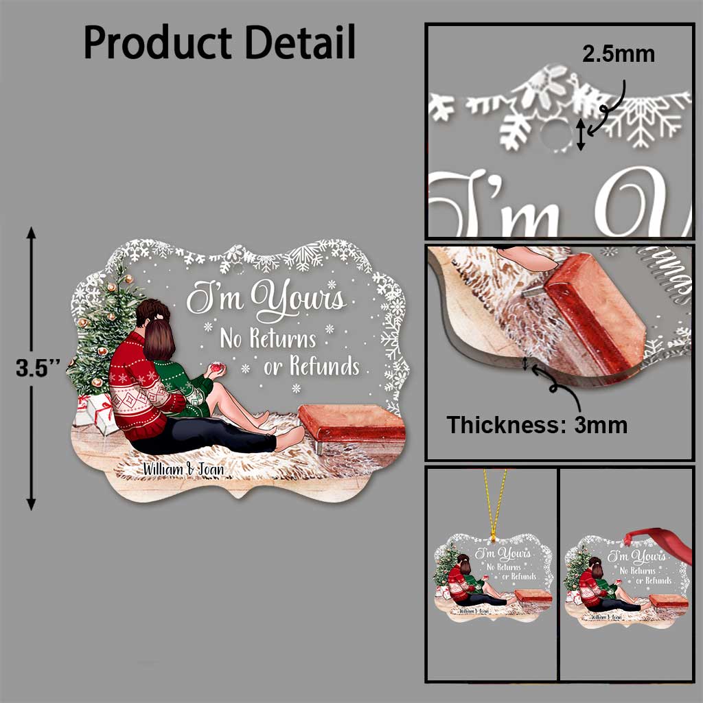 Je suis à toi - Ornement de Noël transparent personnalisé pour couple