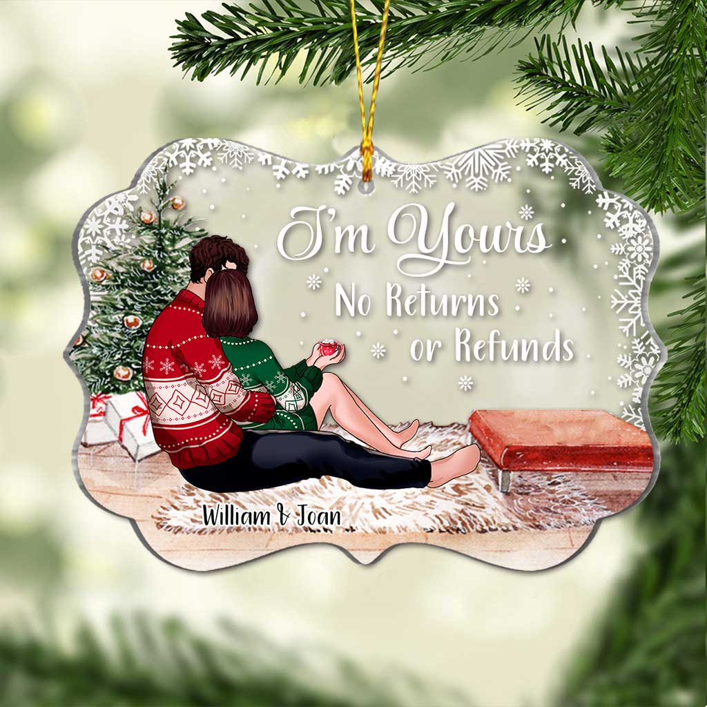 Je suis à toi - Ornement de Noël transparent personnalisé pour couple