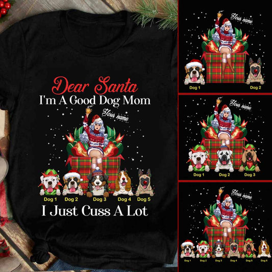 Cher Père Noël, je suis une bonne maman de chien - T-shirt et sweat à capuche de Noël personnalisés pour chiens